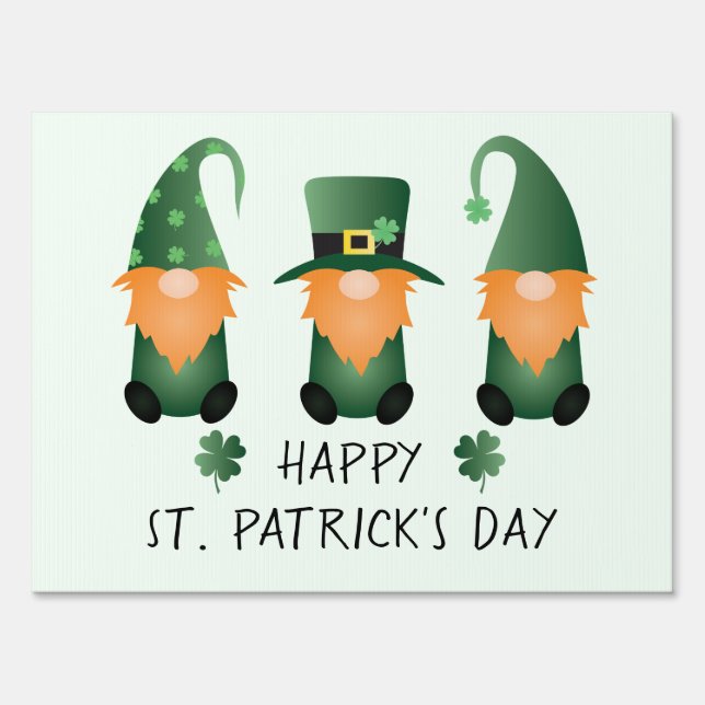 Happy St Patricks Day Gnomes Green Orange Sign (Front)
