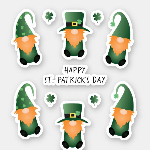 Happy St Patricks Day Gnomes Green Orange Sticker