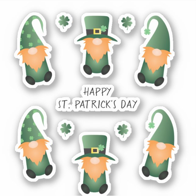 Happy St Patricks Day Gnomes Green Orange Sticker (Front)