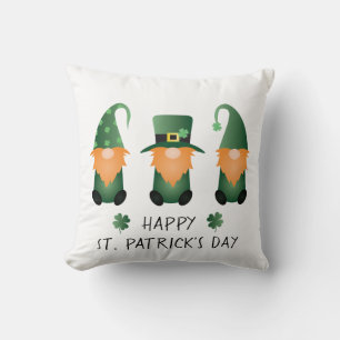 Happy St Patricks Day Gnomes Green Orange Throw Pillow