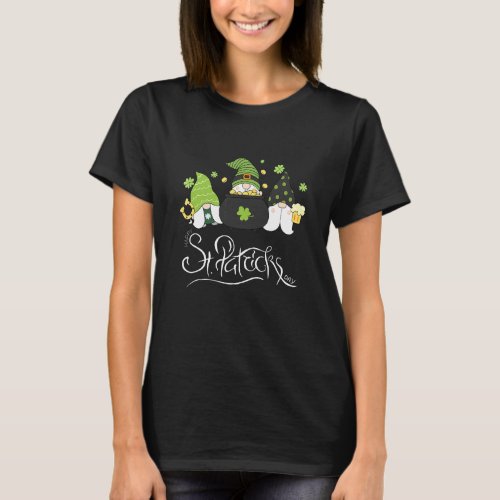 Happy St Patricks Day Gnomes Saint Paddys Pattys W T_Shirt