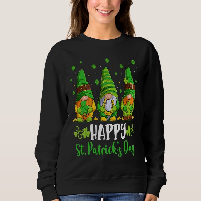 Happy St Patricks day gnomes Shamrock Lucky boys g Sweatshirt (Front)