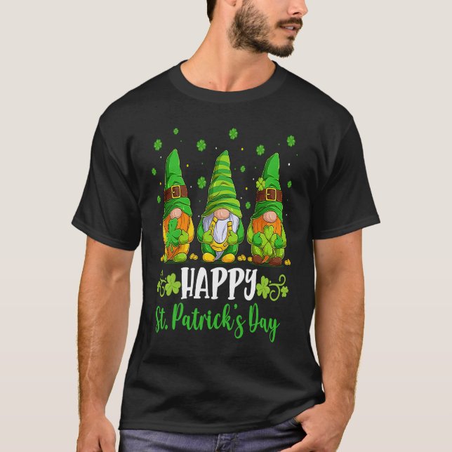 Happy St Patricks day gnomes Shamrock Lucky boys g T-Shirt (Front)