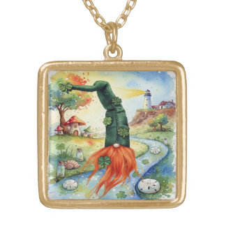 Happy St. Patrick's Day  Gold Plated Necklace