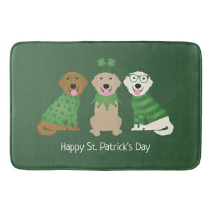 Happy St Patricks Day Golden Retriever Dogs Bath Mat