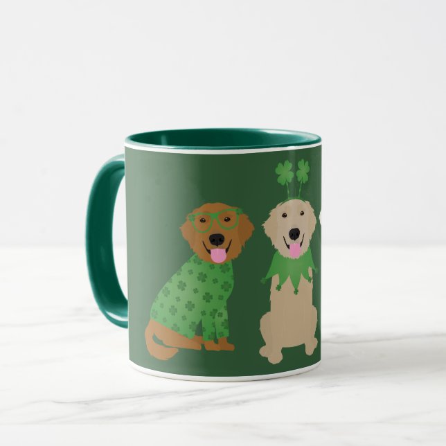 Happy St Patricks Day Golden Retriever Dogs Mug (Front Left)