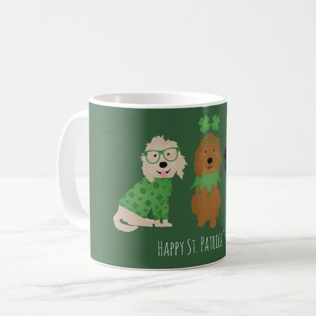 Happy St Patricks Day Goldendoodle Dogs Coffee Mug (Front Left)