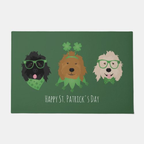 Happy St Patricks Day Goldendoodle Dogs Doormat