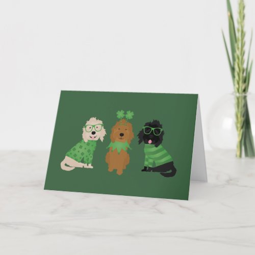 Happy St Patricks Day Goldendoodle Dogs Holiday Card