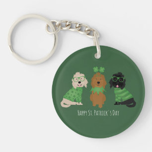 Happy St Patricks Day Goldendoodle Dogs Keychain