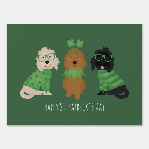 Happy St Patricks Day Goldendoodle Dogs Sign