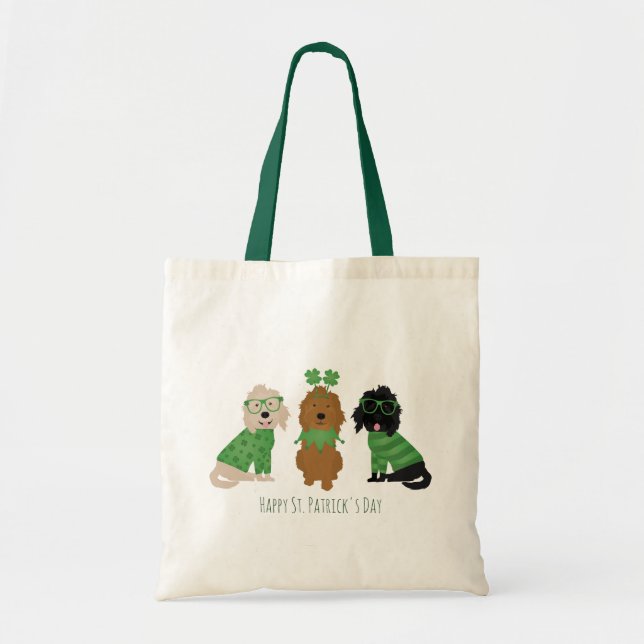 Happy St Patricks Day Goldendoodle Dogs Tote Bag (Front)