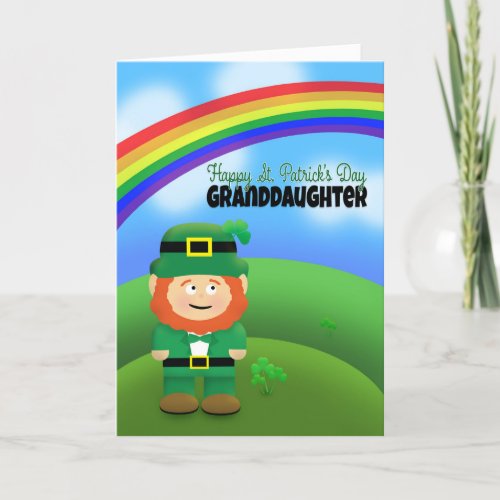 Happy St Patricks Day Granddaughter Leprechaun Holiday Card