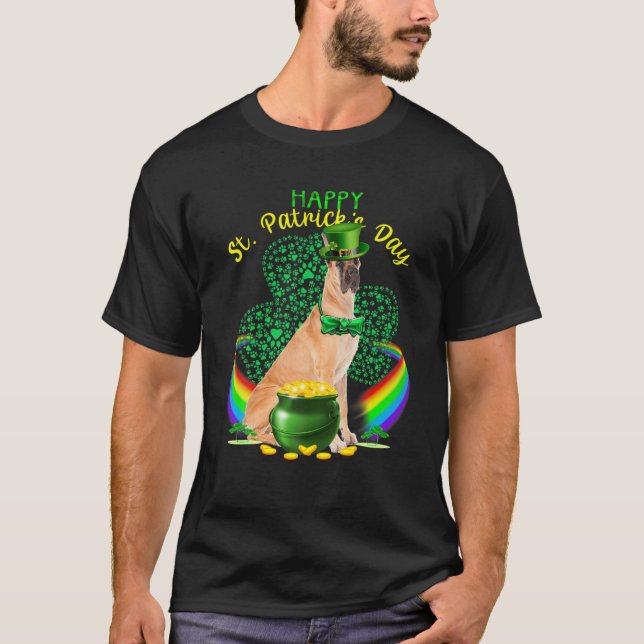 Happy St Patricks Day Great Dane Leprechaun Hat Sh T-Shirt (Front)