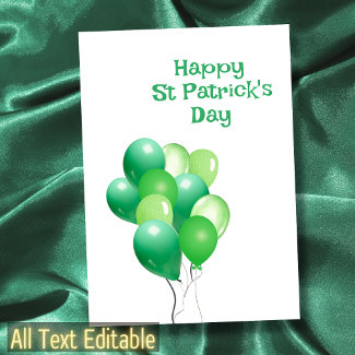 Happy St Patricks Day Green Balloon Fun Typography