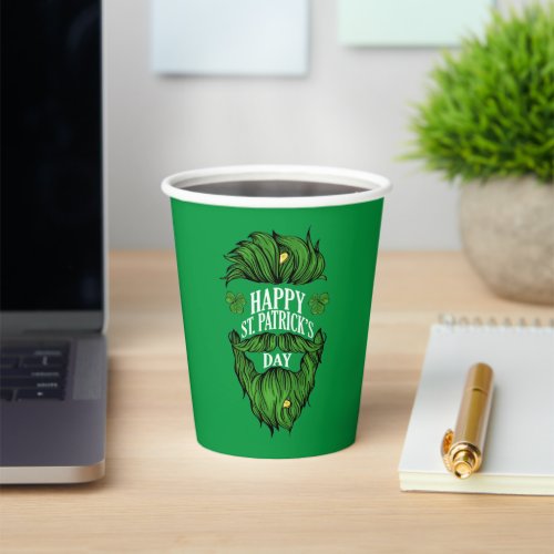 Happy St Patricks Day  Green Beard  Paper Cups