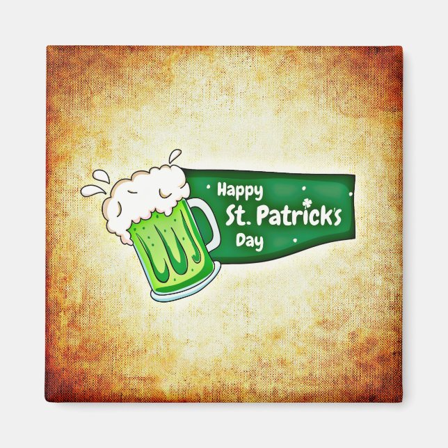 Happy St. Patrick's Day Green Beer Magnet (Front)