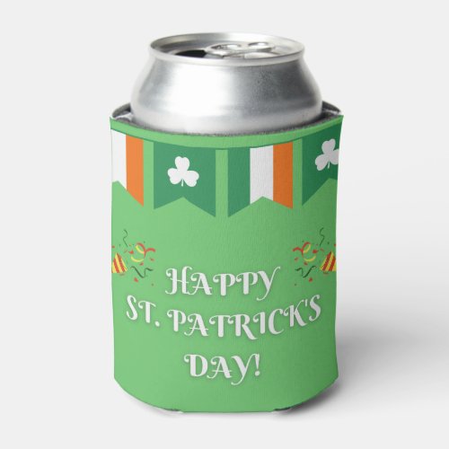 Happy St Patricks Day Green Can Cooler