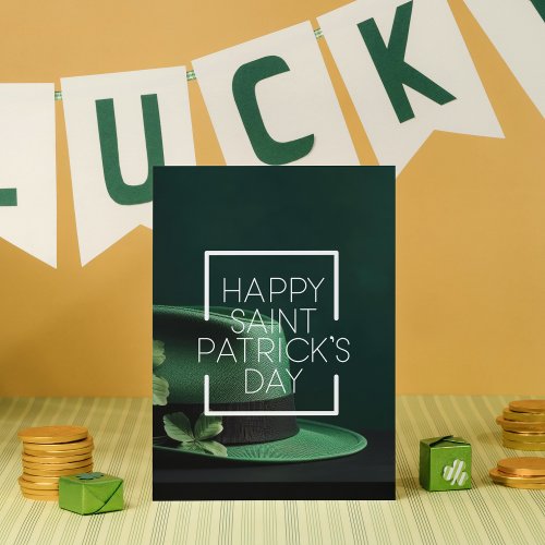 Happy St Patricks Day Green Fedora Modern Greeting Card