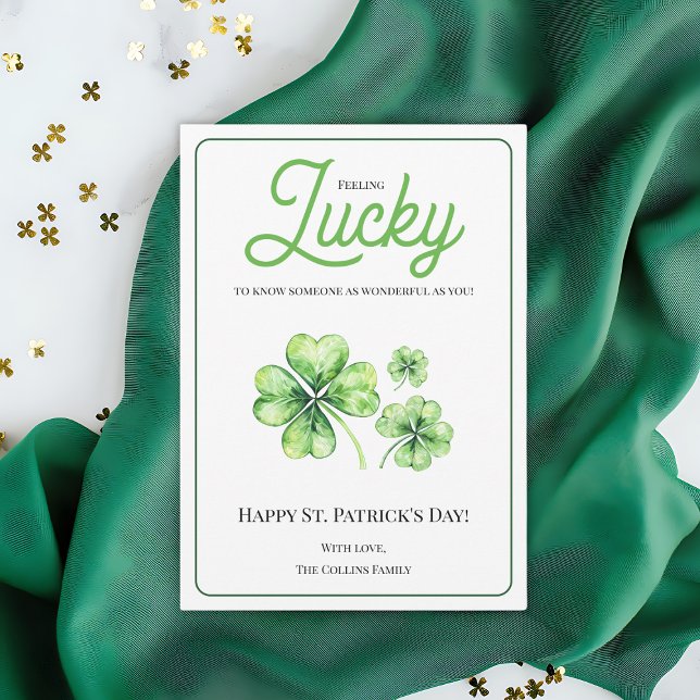 Happy St Patricks Day Green Four Leaf Clover Luck Holiday Card (Happy St Patrick's Day Green Four Leaf Clover Luck Holiday Card)