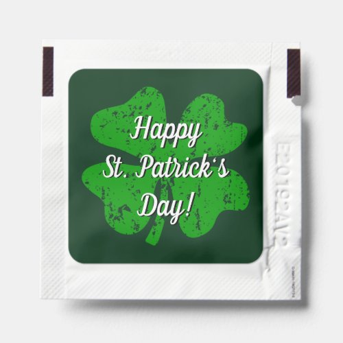Happy St Patricks Day green lucky clover Hand Sanitizer Packet