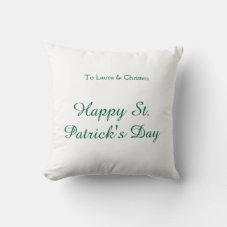 Happy St. Patrick's day green name date simple min Throw Pillow