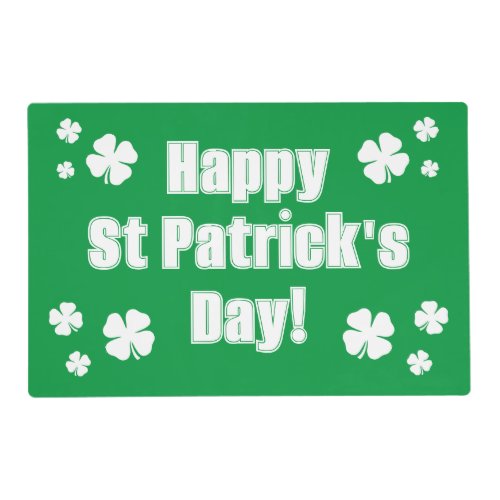 Happy St Patricks Day green party placemats