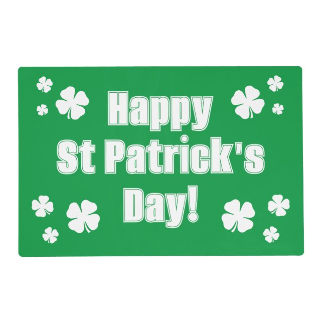 Happy St Patrick's Day green party placemats (Front)