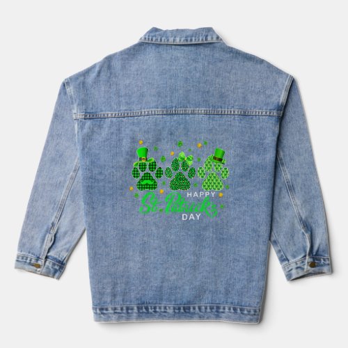 Happy St Patricks Day Green Plaid Dog Mom Costume Denim Jacket