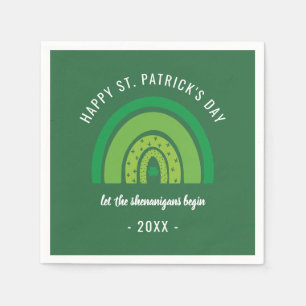 Happy St Patricks Day Green Rainbow Irish Shamrock Napkins