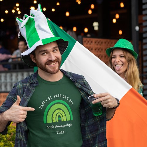 Happy St Patricks Day Green Rainbow Irish Shamrock T_Shirt