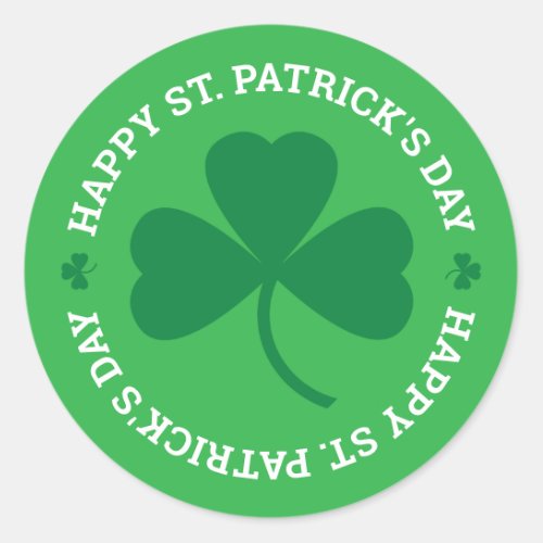 Happy St Patricks Day Green Shamrock Classic Round Sticker