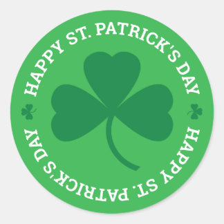 Happy St. Patrick's Day Green Shamrock Classic Round Sticker