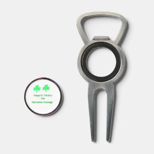 Happy St. Patrick's day green shamrock leaf add na Divot Tool