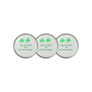 Happy St. Patrick's day green shamrock leaf add na Golf Ball Marker