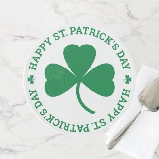 Happy St. Patrick's Day Green Shamrock Leaf Cake Stand