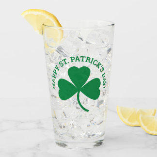 Happy St. Patrick's Day Green Shamrock Leaf Glass