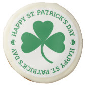 Happy St. Patrick's Day Green Shamrock Leaf Sugar Cookie (Front)