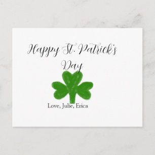 Happy St. Patrick's day green shamrock name Holiday Postcard