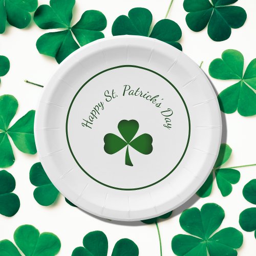 Happy St Patricks Day Green shamrock  Paper Plates