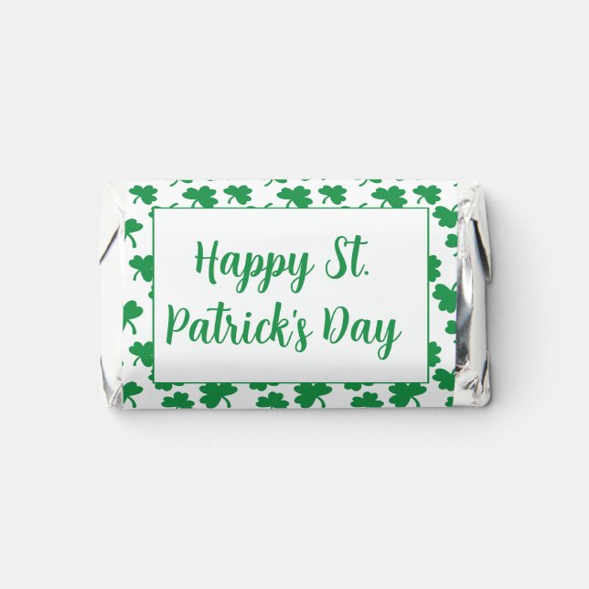 Happy St. Patricks Day green Shamrock pattern Hershey's Miniatures (Front)