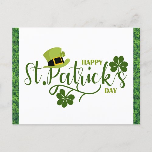 Happy St Patricks Day Green Shamrock Postcard