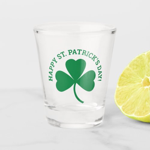 Happy St Patricks Day Green Shamrock Shot Glass