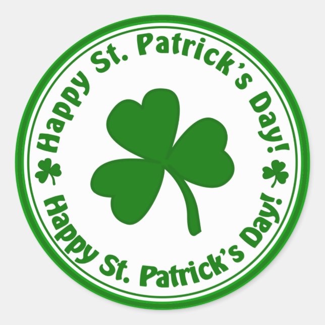 Happy St. Patrick's Day Green Shamrock Stickers (Front)