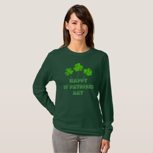 Happy St Patricks Day Green Shamrocks Clovers T_Shirt