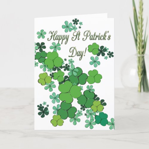 Happy St Patricks Day Green Shamrocks  Daisies Thank You Card