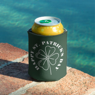 Happy St. patrick's day green Shamrocks family Can Cooler