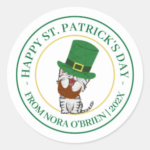 Happy St. patrick's day green Shamrocks family Classic Round Sticker