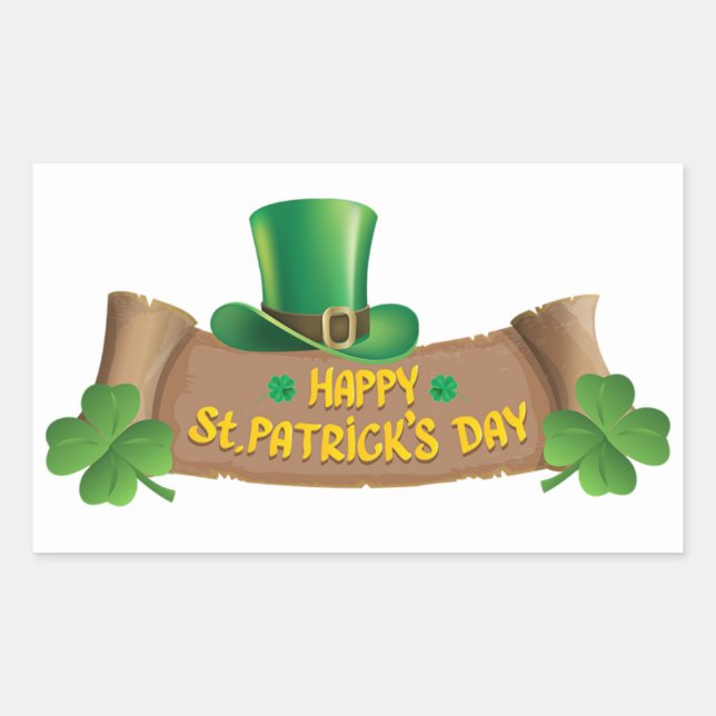 Happy St Patricks Day Green Shamrocks | Holidays Rectangular Sticker (Front)