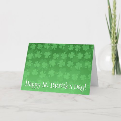 Happy St Patricks Day green shamrocks pattern Card